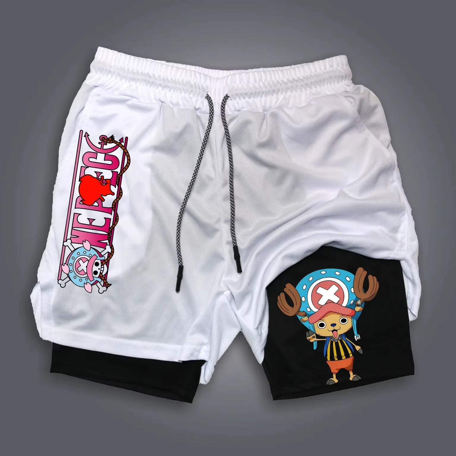 ONE PIECE Classic Anime Luffy Peripheral Printed Double-Layer Shorts 2025 American Summer Men'S Loose Sports Breathable Pants
